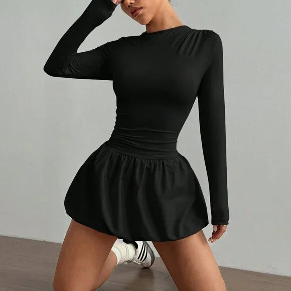 knee length dresses for ladies Tulip Dress in Charcoal – minimal-theme-fashion main image 1
